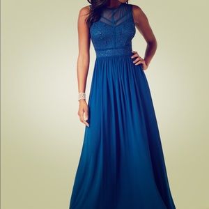 Nightway Illusion Sequined Lace Gown